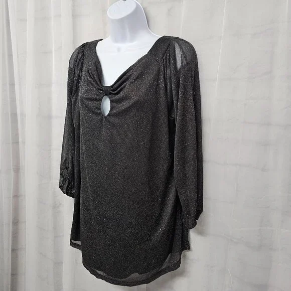 Unbranded Blouse Goth Whimsigoth Fairy Gray Glitter Sheer XL - Picture 6 of 11